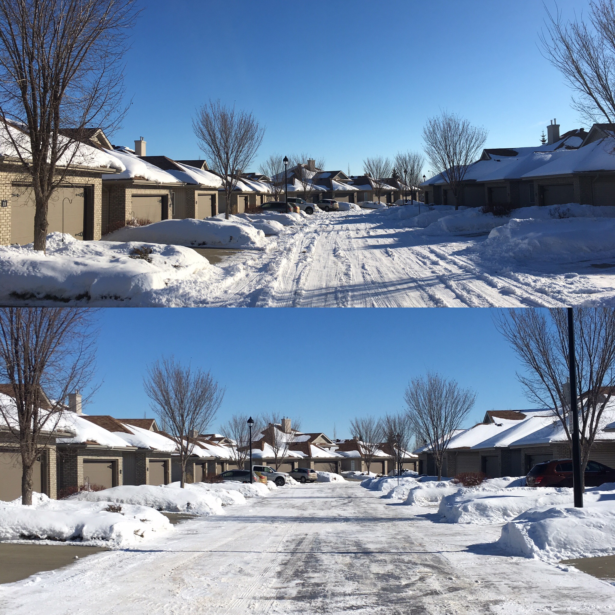 Snow removal services in Sherwood Park area - scraping snow with a loader